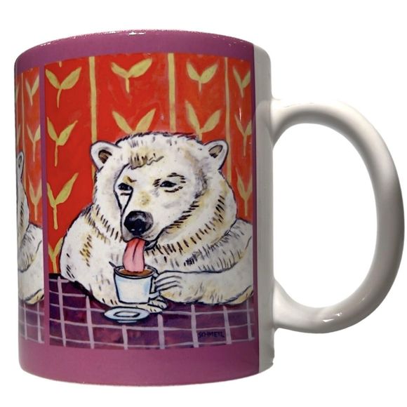Polar Bear At The Coffee Shop Coffee Mug Art By Jay Schmetz Pet Art Drinkware - Picture 1 of 8